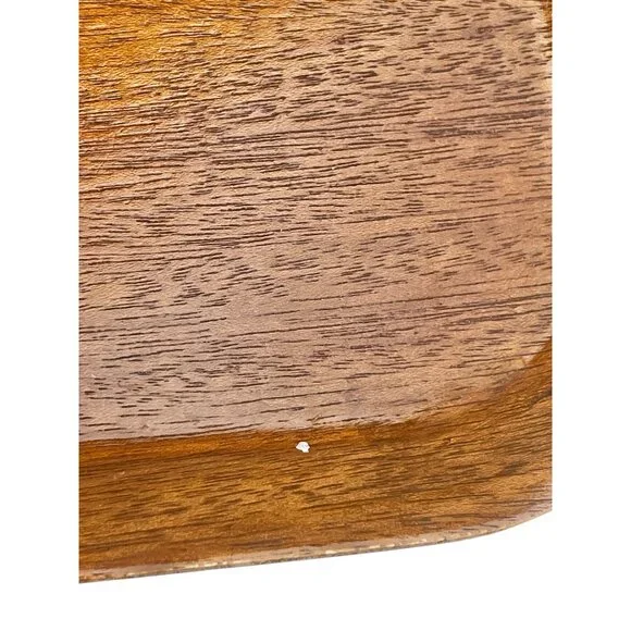 Set Of 4 Vintage Wooden Hospitality Trays With Carved Handles